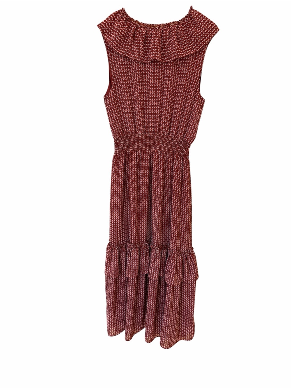 Max Studio Rust Polka-Print Ruffle Midi Dress - Picture 4 of 4